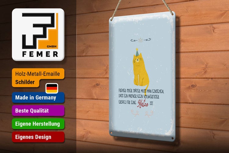 Blechschild Spruch kein Ersatz für eine Katze 20x30cm