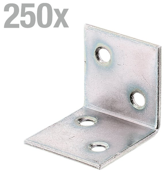 Set von 250 Stück Metall Winkelverbinder mit vier Bohrlöchern für Holzverbindungen