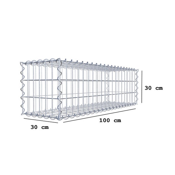 Gabione 100 cm x 30 cm x 30 cm (L x H x T), Maschenweite 5 cm x 10 cm, Spirale