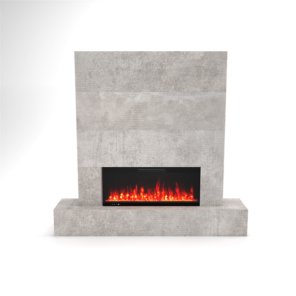 Glow Fire Fernsehwand mit Kamin 'Inside 106'| Cinewall mit Elektrokamin in Beton mit Heizung (1500 W) | BxHxT: 206,6x157x41,8 cm