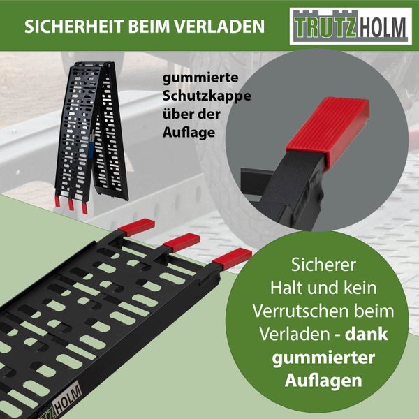 TRUTZHOLM 1 x Auffahrrampe klappbar 228 cm Traglast 340 kg Alu schwarz gelocht Motorradrampe Verladerampe