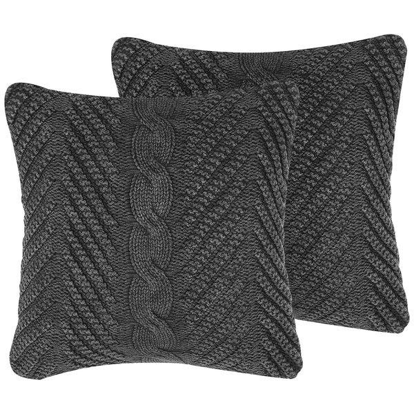 Dekokissen 2er Set KONNI Baumwolle 45 x 45 cm Grau ZickZack-Muster
