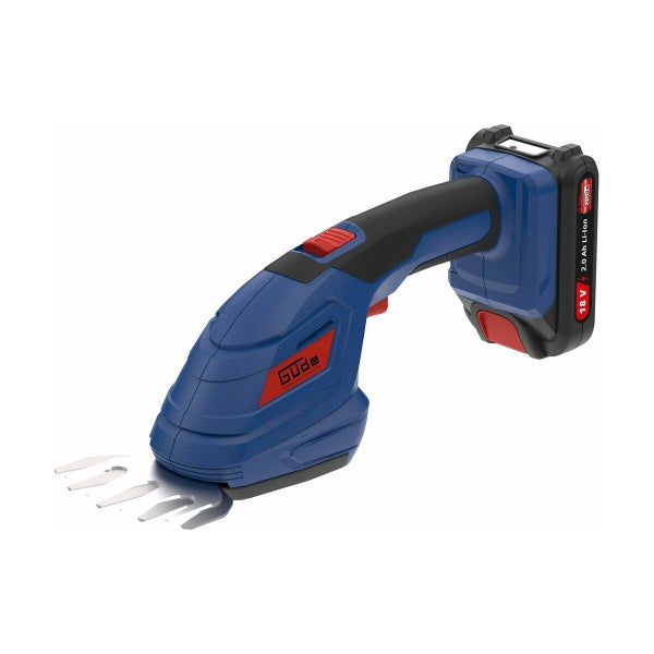 Güde Akku-Grasschere mit 18 Volt Lithium-Ionen-Akku und ergonomischem Griff.