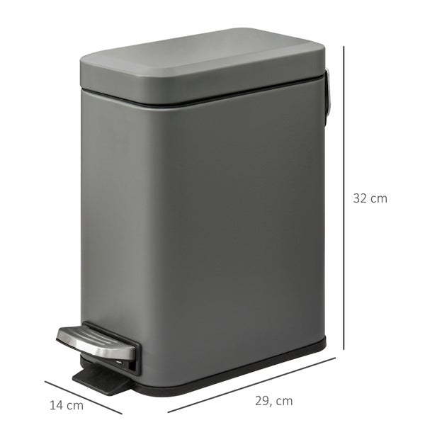 HOMCOM Mülleimer, 29,2 x 14 x 32 cm, Metall, Grau