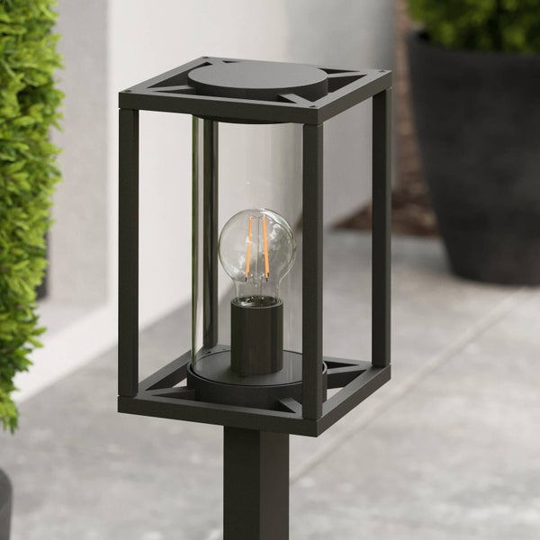 Lucande Außenleuchte Ferda (spritzwassergeschützt (Modern) in Schwarz aus Aluminium (1 flammig, E27) - Wegeleuchte Pollerleuchte Wegelampe Sockelleuchte