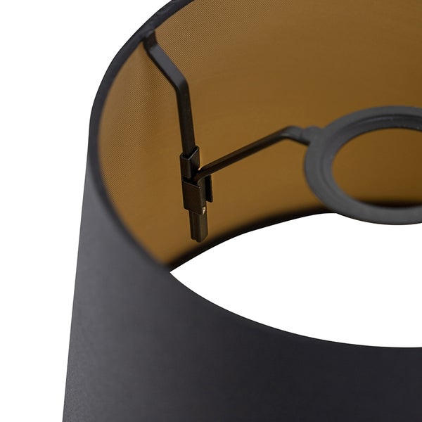 Baumwolllampenschirm schwarz 25/20/16 mit goldenem Interieur