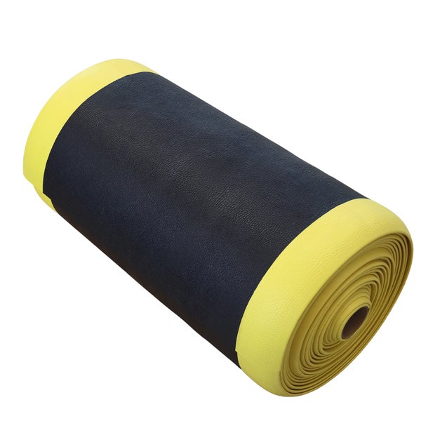 PROREGAL Anti-Ermüdungsmatte aus Vinyl | HxBxT 1x90x1800cm | gelb/schwarz | Arbeitsplatzmatte | Anti-Rutsch, Matte, Fußmatte