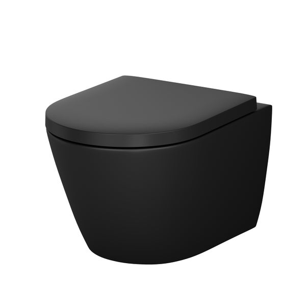 Wand-WC aus Keramik in Schwarz matt