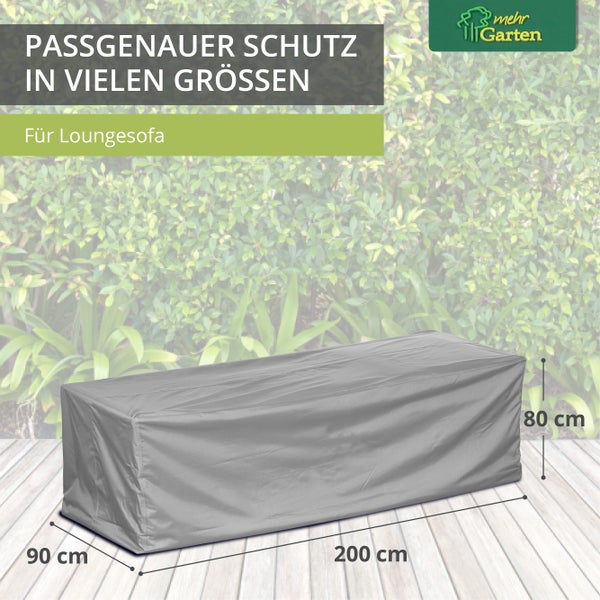 Mehr Garten - Premium PROTECT Loungesofa-Abdeckung, Maße: 200(B) x 90(T) x 80(H) cm I Gartenmöbel-Schutzhülle wasserdicht, UV-beständig & atmungsaktiv aus robustem Gewebe I Taupe (Hellgrau)