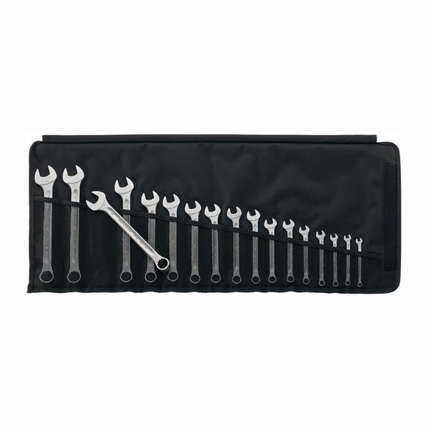 Satz Ringmaulschlüssel in schwarzer Werkzeugtasche
