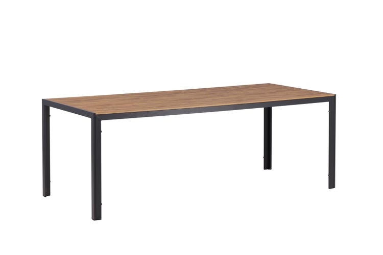 Rechteckiger Gartentisch mit Holzplatte und Metallgestell