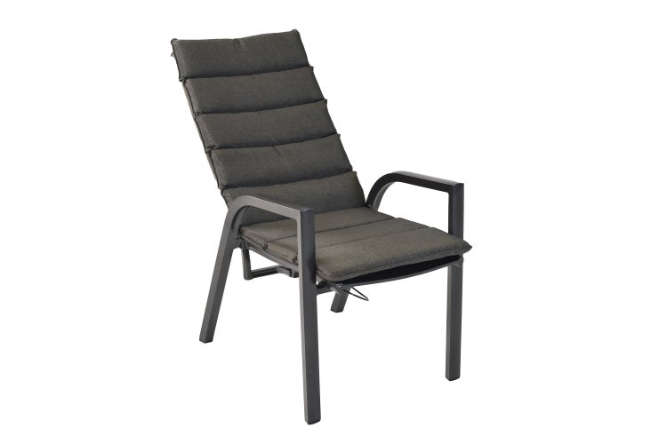 Siros Gartenmöbelset 13tlg., 6 Sessel verstellbar durch Gasdruck, 6 Auflagen, Ausziehtisch 150 (200) x 90 cm, Tischplatte aus Aluminium