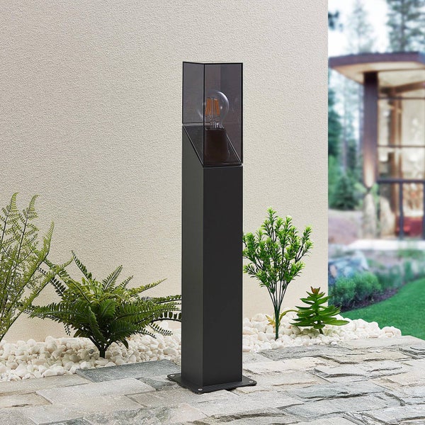 Lucande Außenleuchte Fiola (spritzwassergeschützt (Modern) in Schwarz aus Aluminium (1 flammig, E27) - Wegeleuchte Pollerleuchte Wegelampe Sockelleuchte