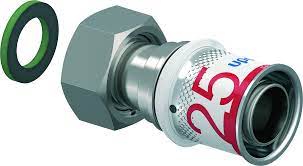 Pressfitting mit Überwurfmutter und Dichtung, Nenngröße 25.