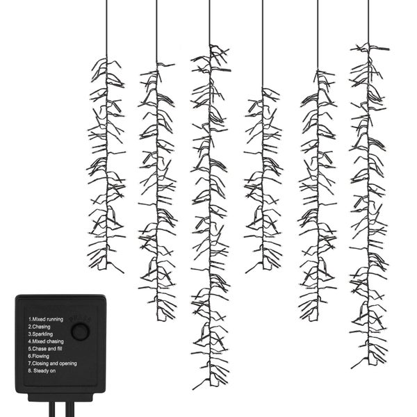 ECD Germany LED Lichterkette Lichtervorhang mit 480 LEDs, Warmweiß, Lichternetz mit 8 Modi + Timer, 6 Strängen, Innen- und Außenbereich IP44, strombetrieben, Weihnachtsbeleuchtung Eiszapfen Eisregen