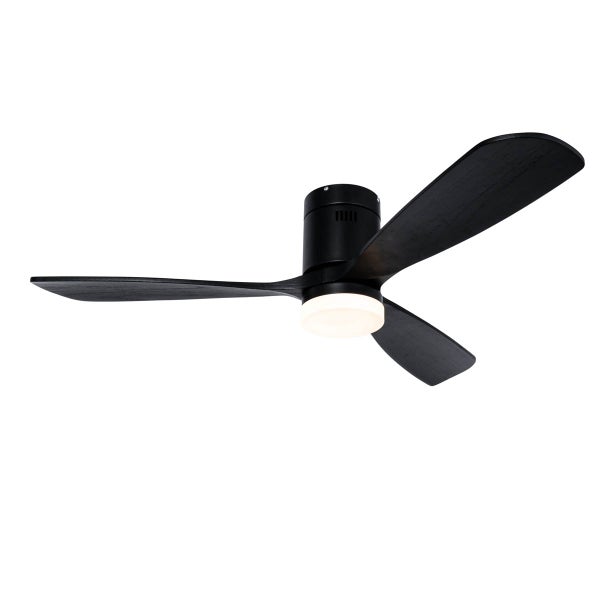 Deckenventilator mit drei Flügeln und integrierter LED Beleuchtung in moderner Optik
