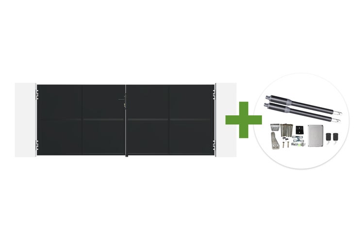 Doppelflügeltor inklusive elektrischem Torantrieb mit Fernbedienung und Montagezubehör