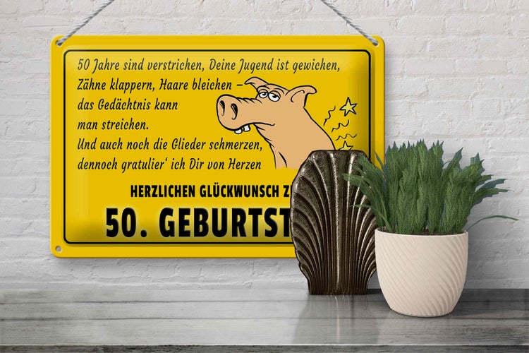 Blechschild Spruch 30x20cm Glückwunsch zum 50.Geburtstag