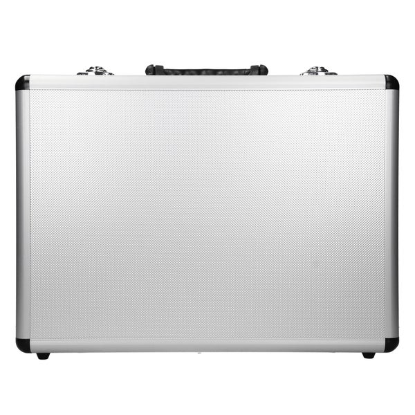 ECD Germany Aluminium-Werkzeugkoffer leer 45,5x15,5x33 cm, mit Metallverschlüssen abschließbar, verstellbare Facheinteilung, Alukoffer Mehrzweck-Koffer Allzweckkoffer Werkzeugkiste Alukiste Organizer