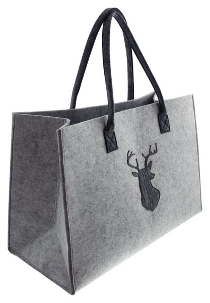 FRANK FLECHTWAREN | Filztasche Hirsch, FILZ, 45 x 20 x 30 cm, GH 50 cm
