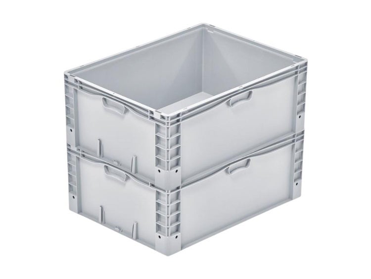 PROREGAL SparSet 2x Euro-Norm Großbehälter HxBxT 32 x 60 x 80 cm 133 Liter Glatter Boden Grau Eurobehälter Transportbox