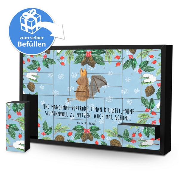 Mr. & Mrs. Panda Befüllbarer Adventskalender Fledermaus Sitzen - Blau Pastell