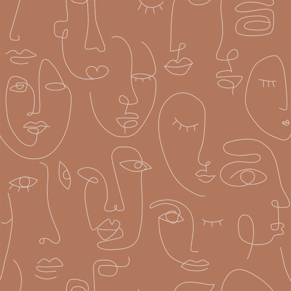 Nahtloses Muster mit abstrakten Frauengesichtern