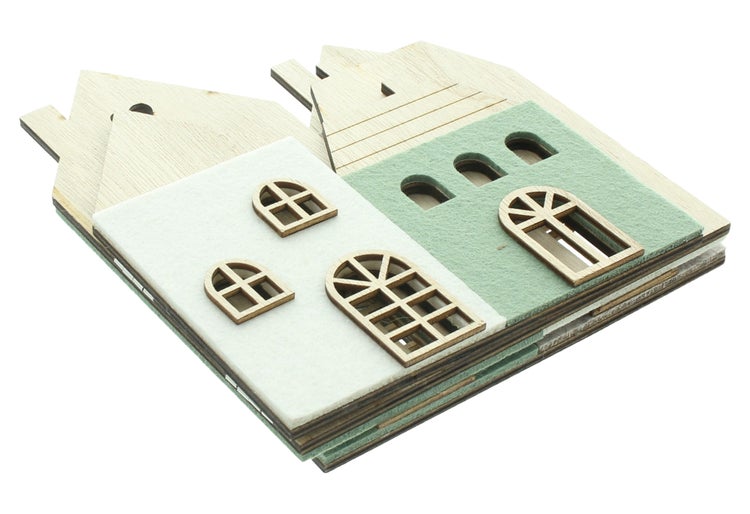 FRANK FLECHTWAREN|Häuser Nachbarschaft, 49 x1 x 20 cm, MDF, FILZ