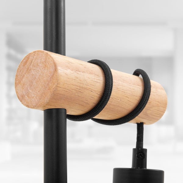 Nachttischlampe - mit Schalter, retro, max. 10W, 1-flammig, E27 Fassung, schwarz-holz