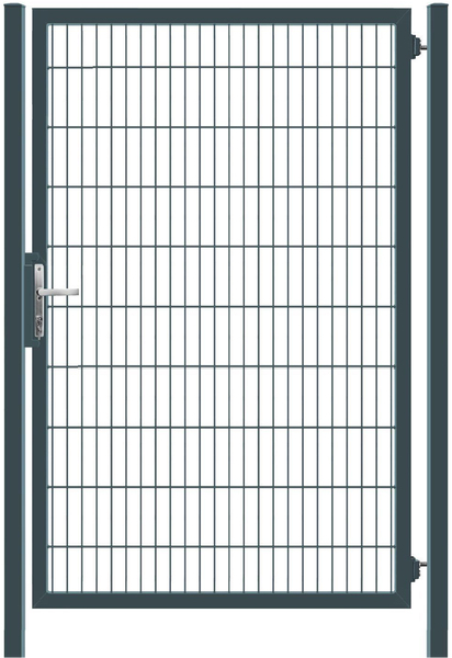 GEWA Eingangstor Classic einflügelig 2m breit 1,8m hoch Doppelstabmattentor in RAL7016 anthrazit inkl. Pfosten und Zubehör mit 80x80mm Pfosten