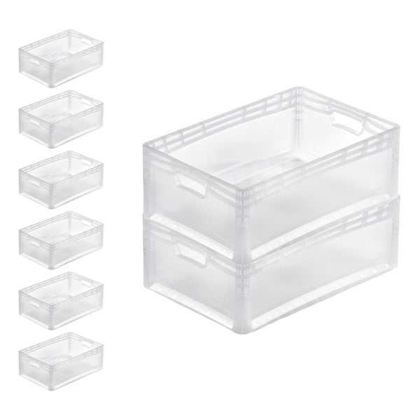 PROREGAL SuperSparSet 8x Transparenter Eurobehälter LightLine mit Offenem Griff und Scharnierdeckel HxBxT22 x 40 x 60 cm 46 Liter Eurobox