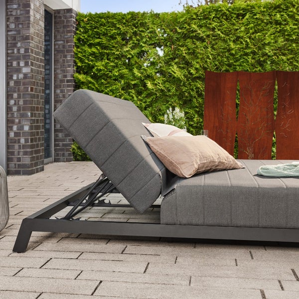 Home Deluxe - Sonnenliege - VALENCIA, Maße: ca. 203 x 144 x 38 cm, inkl. Sitz- und Rückenkissen aus Quick-Dry-Stoff I Gartenliege Loungebett Doppelliege Sonnenbett