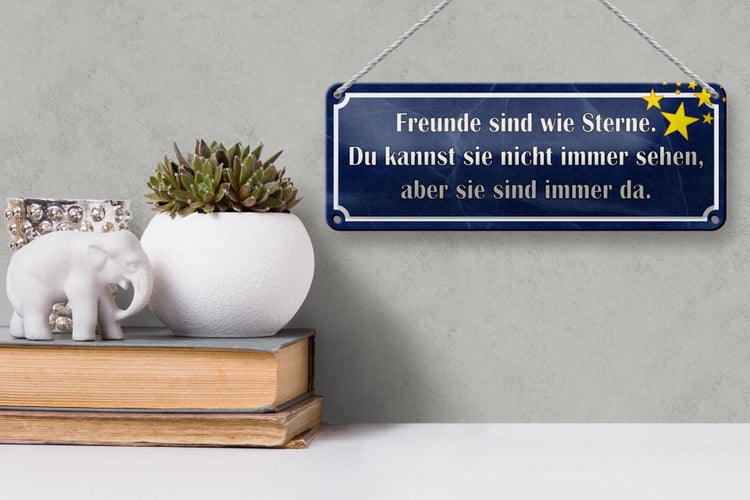 Blechschild Spruch 27x10cm Freunde wie Sterne sind immer da Dekoration