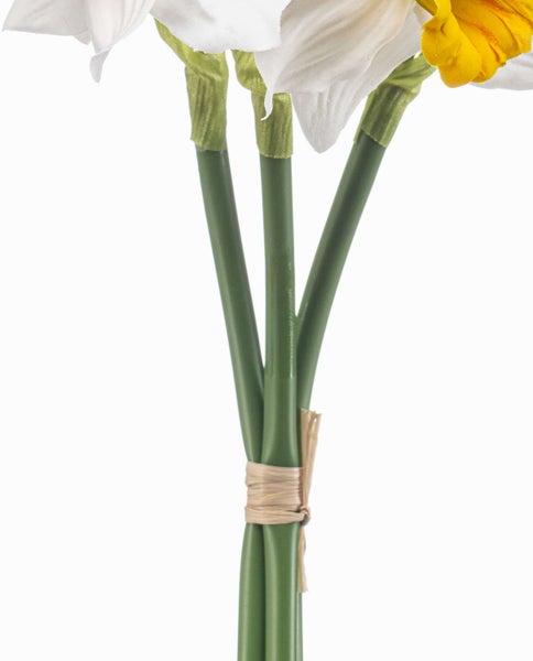 Künstlicher Zweig mit pinkfarbenen Blüten und einem grünen Blatt.