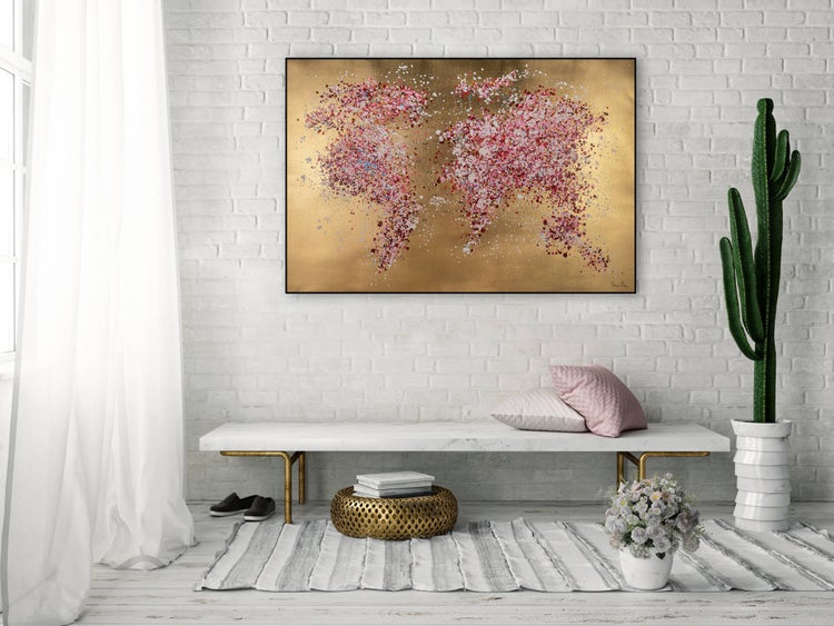 Handgemaltes Gemälde Acrylfarbe 120x80cm Rosa