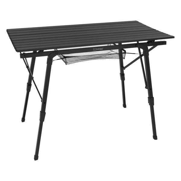 ML-Design Campingtisch faltbar Schwarz, 90x51,5cm, Aluminium Klapptisch höhenverstellbar 46-66,5 cm, Belastbarkeit 30kg, Aufrollbare Tischplatte, Falttisch klappbar, Gartentisch Balkontisch Reisetisch