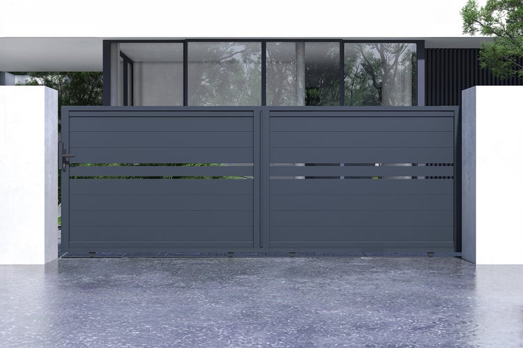 Schiebetor 4m CIMONE H.140 graues Aluminium