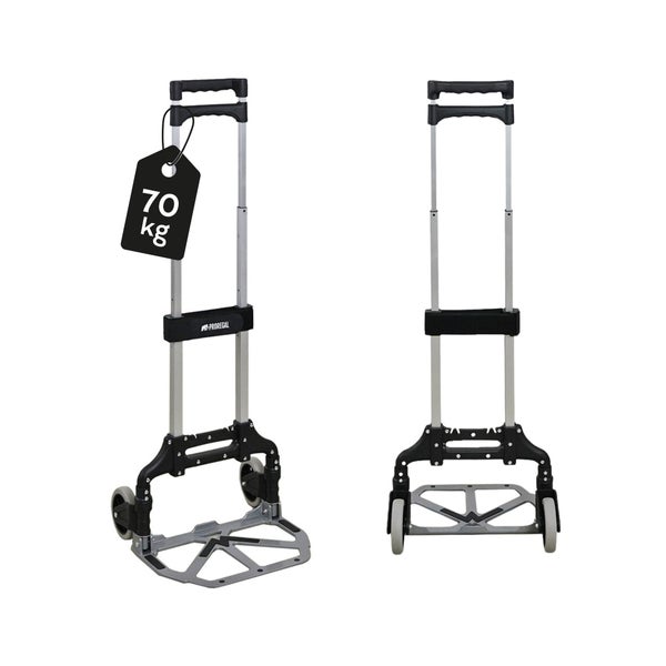PROREGAL Klappbare Profi-Sackkarre ELEPHANT HxBxT 110x39x42cm Traglast 70kg Aluminiumrahmen, ergonomische Griffe, TRR Fachgummiräder Silber