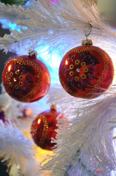 Rot glanz 8cm Glaskugelsortiment, mundgeblasen, handbemalt , 3 Stck., Weihnachtsbaumkugeln, Christbaumschmuck, Weihnachtsbaumanhänger