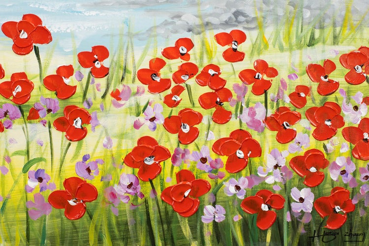 Handgemaltes Gemälde Acrylfarbe 90x60cm Blau