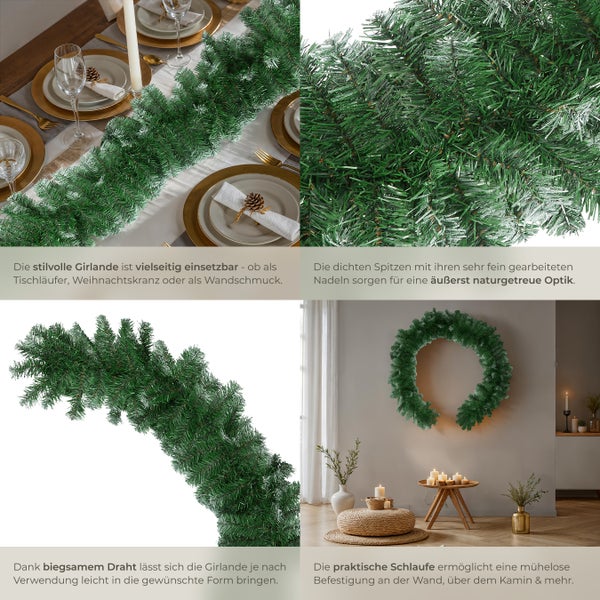 Dekorative Tannengirlande als Tischläufer, Weihnachtskranz oder Wandschmuck