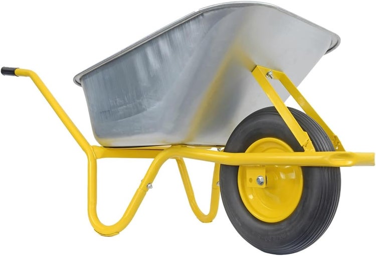 Schubkarre Matrix Profi 100L Stahlmulde 250kg Tragkraft mit Bodenblech & pannensicherem PU-Rad – Bauschubkarre für Garten & Bau