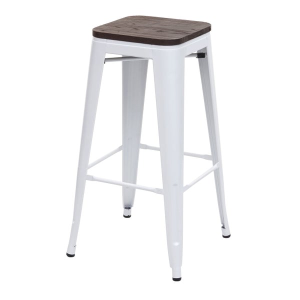 Barhocker mit Holzplatte und Metallgestell