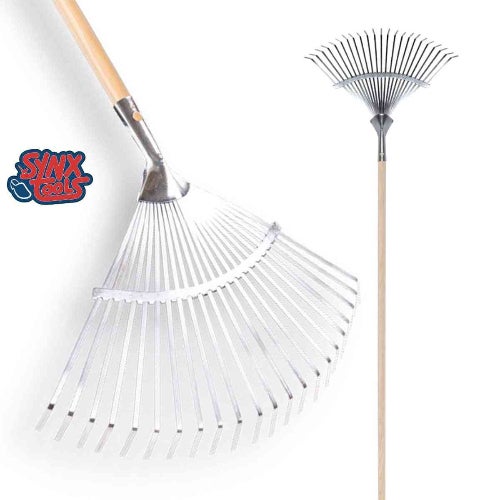 Laubbesen mit Holzstiel und Metallzinken