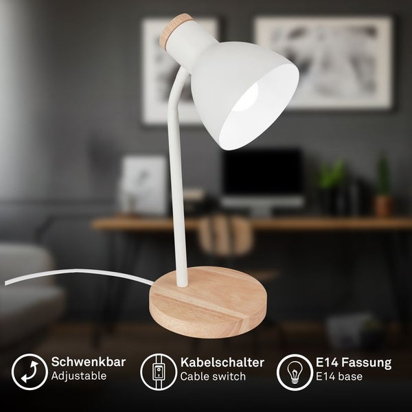 Tischlampe Tischleuchte Büro Schlafzimmer Kabelschalter Schwenkbar Flur