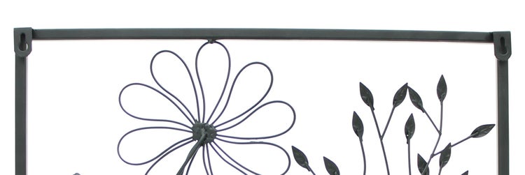 FRANK FLECHTWAREN | Bild Black Flowers, METALL, 43,5 x 2,5 x 58 cm