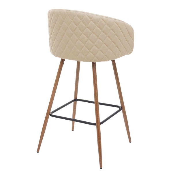 Barhocker mit gestepptem Bezug und Holzbeinen