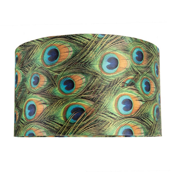 Velour Lampenschirm Pfau Design 35/35/20 mit goldenem Interieur