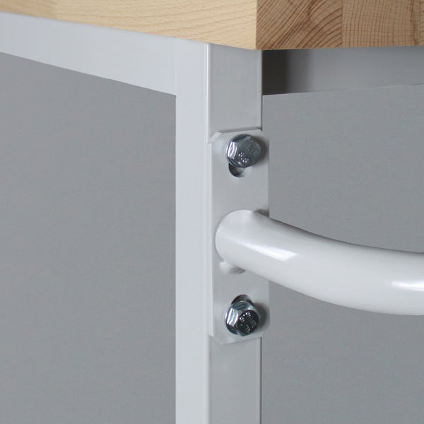 PROREGAL Mobile Werkbank Rhino mit Ablagefach 1 Tür HxBxT 83 x 130 x 60 cm Traglast 500 kg Lichtgrau Anthrazitgrau