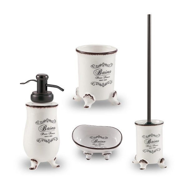 Badset, 4-teilig, Keramik, Shabby Chic Design | Amelia